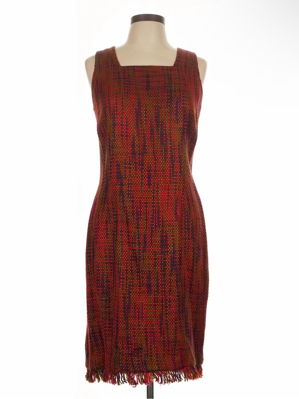 Woven Red Multi-Spring Shift Dress